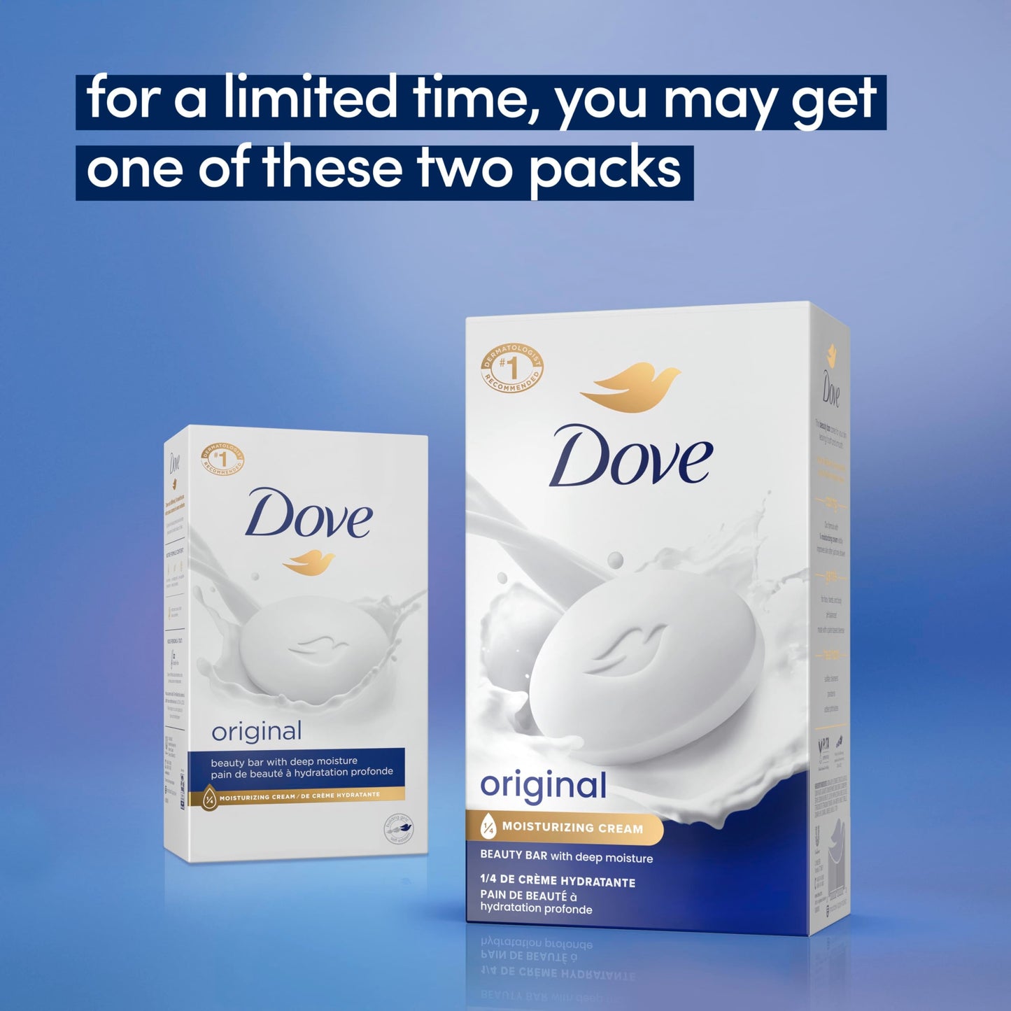 Dove Beauty Bar Soap Original, for Soft, Smooth Skin, with 1/4 Moisturizing Cream 2.6 oz