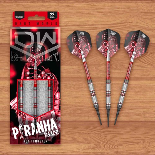 DW Piranha Razor 90% Tungsten Soft Tip Darts, Precision Balanced, Accurate and Durable - Perfect for Professional and Recreational Players (01, 16G), Silver
