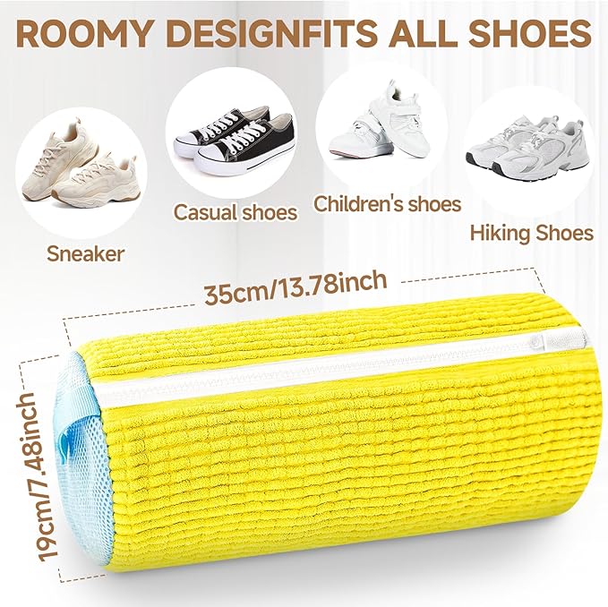 Shoe Washing Machine Bag Laundry Shoe Bag for Washer and Dryer Reusable 2pc Shoe Cleaning Bags for Sneakers 360° Deep Cleaning Machine for All Shoes Types With Self-locking Zipper