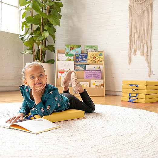 ECR4Kids SoftZone Floor Cushions, Square, Flexible Seating, Yellow, 6-Piece