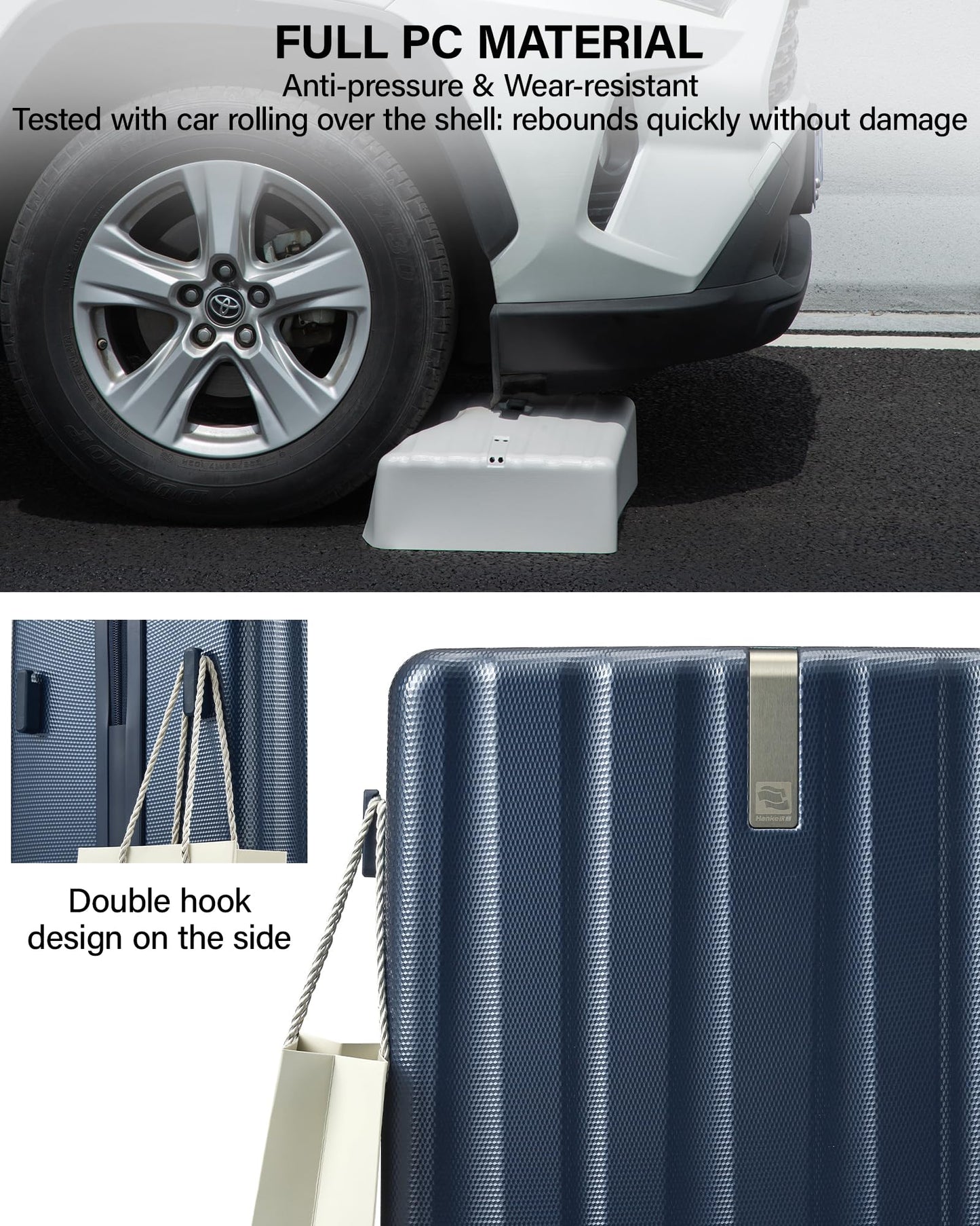 Hanke Upgraded Elite 20 Inch Carry On Luggage 22x14x9 Airline Approved,PC Hard Shell Suitcases with Wheels, TSA Lock, Explosion-Proof Zipper Suitcase for Business Travel Men & Women,Abyssal Blue