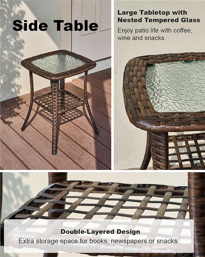 HILLGA Luxury Patio Furniture Set with 6-inch Thick Cushion, Outdoor Couch and High Back Swivel Rocker Patio Chairs, 6PCS Wicker Conversation Set for Deck Yard and Poolside, Burgundy (V2)