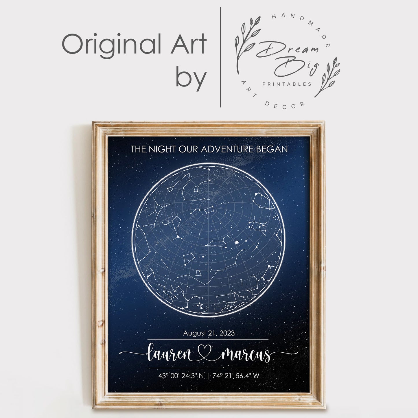 Custom Star Map for Specific Date Art Print | Personalized Star Map | Night Sky Constellation | Anniversary Gifts for Women | Unique Gift for Father's Day, Weddings, Girlfriends, Boyfriends