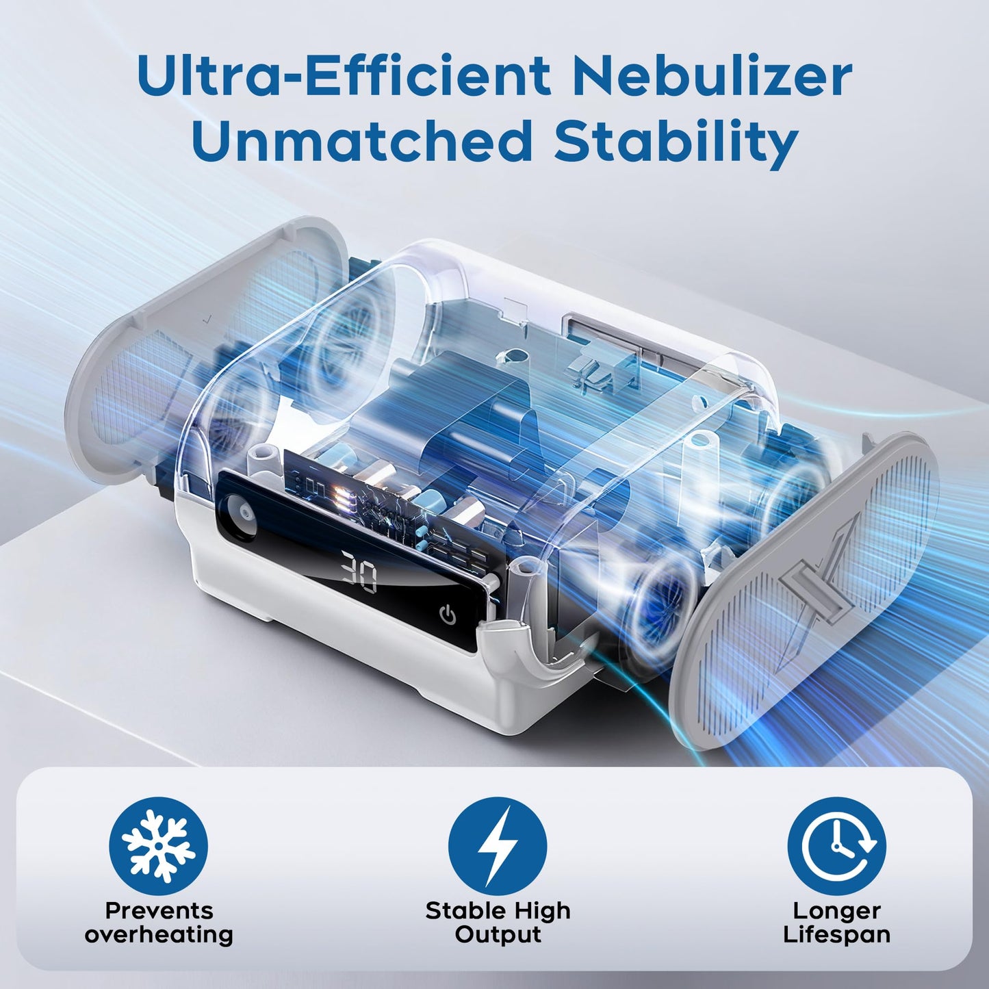 Smart Digital Display Nebulizer Machine for Adults and Kids, Compression Nebulizer for Breathing Treatment, Jet Nebulizer with Timing Function for Home Hailie Sensor NF0109