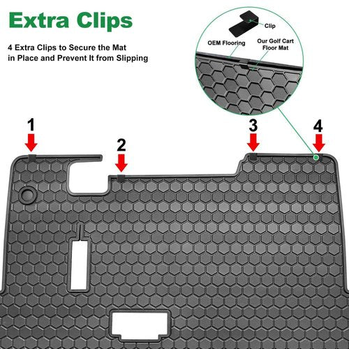 EZGO TXT Golf Cart Floor Mat, Upgrade Full Coverage Liner Mat Replacement Install Easily Thick Rubber Anti-Slip, Fit EZGO TXT (1994+), EX1 (2020), Valor, Cushman Workhorse&Express S4 Black Trim