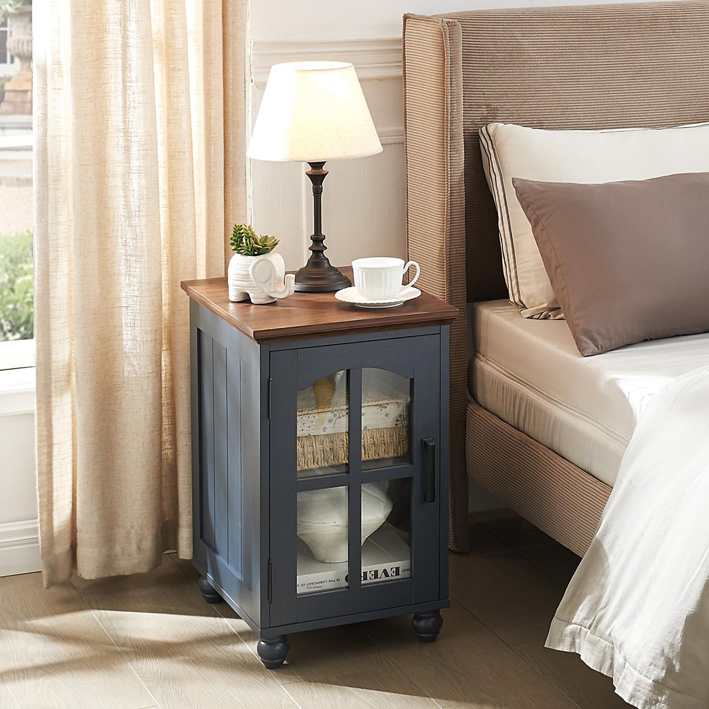 RWYHG Farmhouse Dressers and Nightstand Set of 3,Wood 31.5" Wide 5 Drawer Dresser 18'' Narrow Side Table with Charging Station,Roman Column Bedroom Furniture Dressers Sets for Home Living Room Hallway