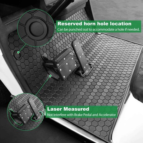 EZGO TXT Golf Cart Floor Mat, Upgrade Full Coverage Liner Mat Replacement Install Easily Thick Rubber Anti-Slip, Fit EZGO TXT (1994+), EX1 (2020), Valor, Cushman Workhorse&Express S4 Black Trim