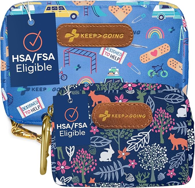 Keep Going Travel First Aid Kit Bundle of 2 Kits, First Aid Kit for Car, Home, Dorm, & Boat with Latex-Free Bandages – Tra...