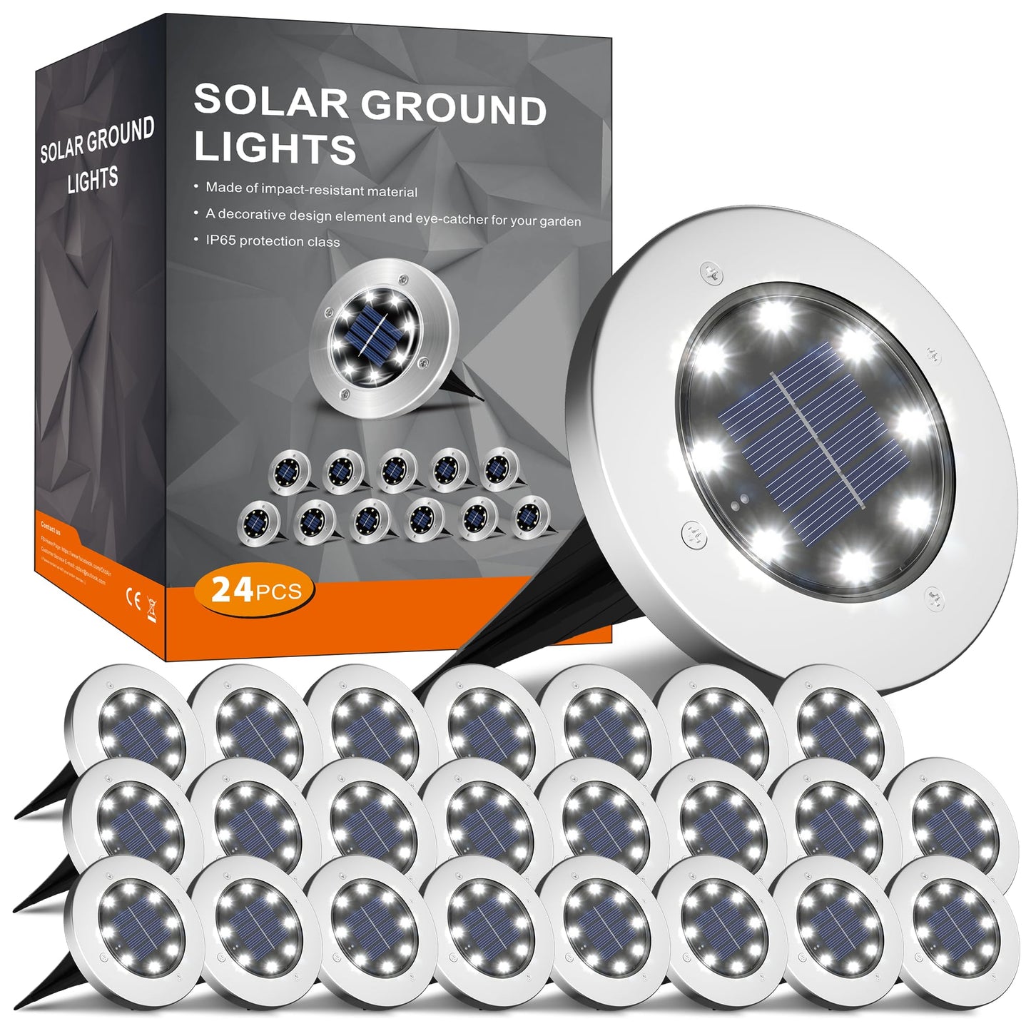 INCX Solar Lights Outdoor Waterproof, 24 Pack Solar Light for Outside, Garden Lights Landscape Lighting for Patio Pathway Lawn Yard Deck Driveway Walkway, Cold White