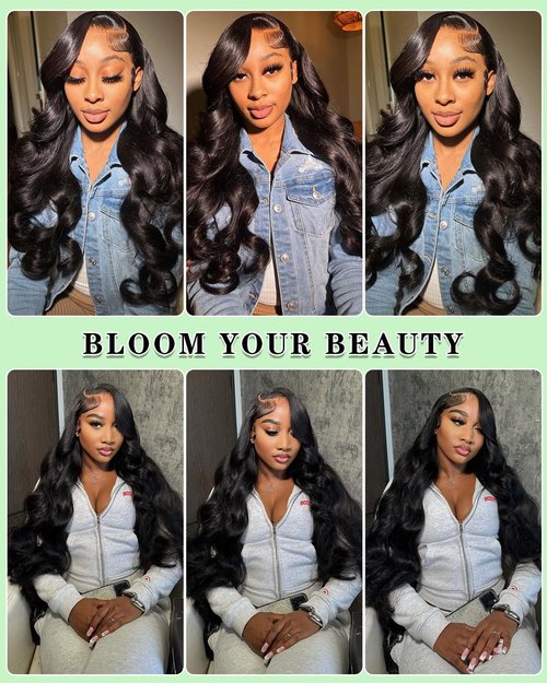 9x6 Glueless Wigs Human Hair Pre Plucked Pre Cut Body Wave Lace Front Wigs 200% Density Human Hair Wear and Go Glueless Pre Bleached Knots Wig 18 Inch