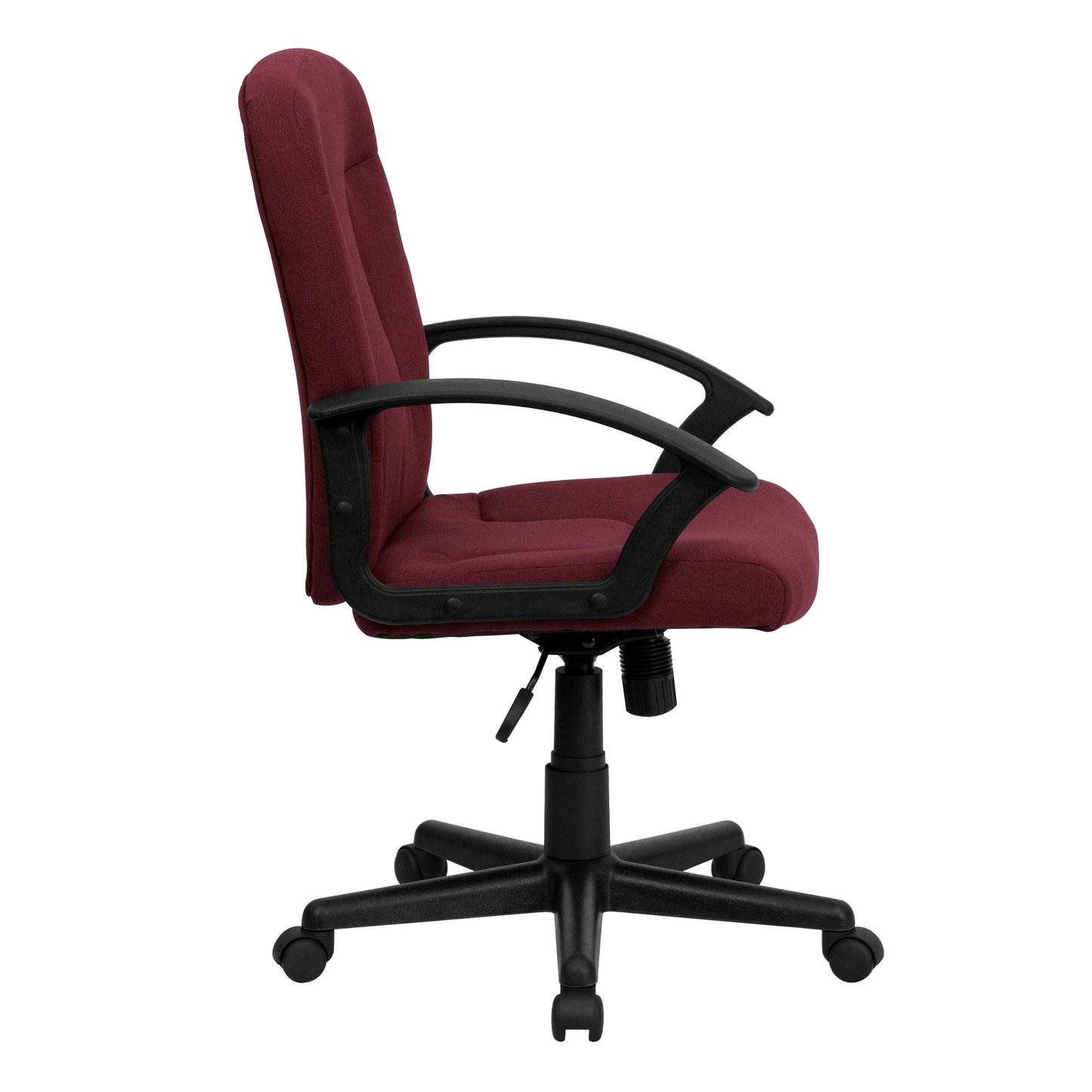 Flash Furniture Garver Mid-Back Burgundy Fabric Executive Swivel Office Chair with Nylon Arms