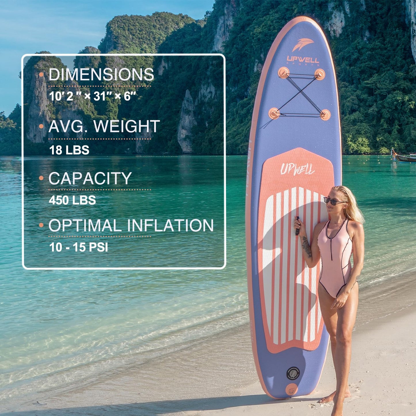UPWELL Inflatable Stand Up Paddle Board Premium SUP Paddle Boards for Adults, 10’2” Blow up Paddle Boards 6” Thick, Purple