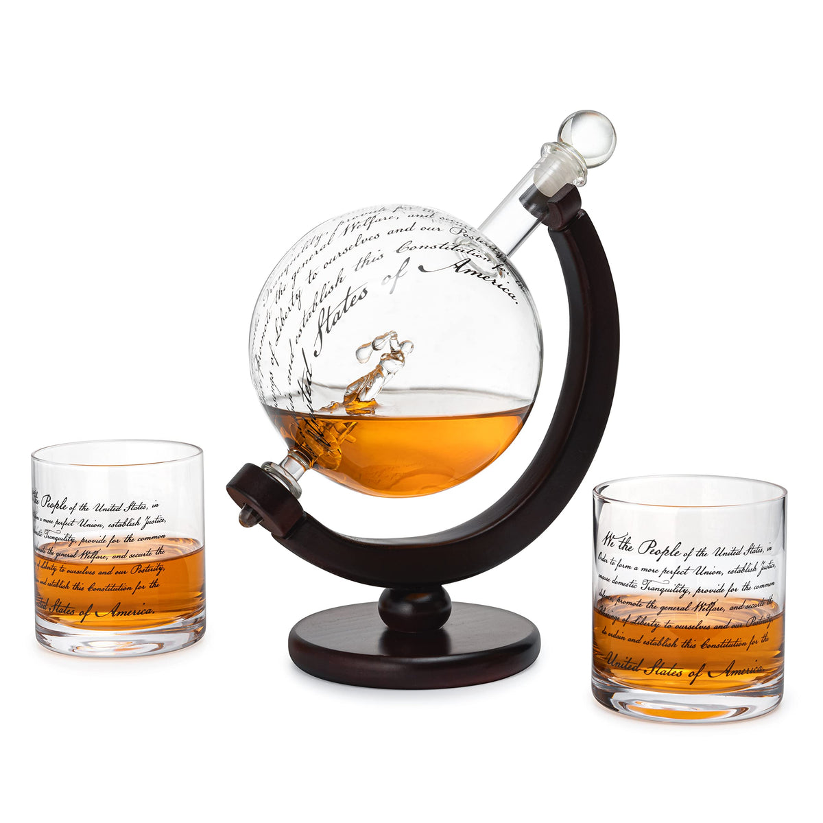 Lady Justice Law U.S. Constitution Whiskey & Wine Decanter Set - 850ml Attorney, Lawyer, Judge Gift - Promotion, Milestone, Law School Graduation, Retirement, Congress & Senate Gifts, For Men & Women