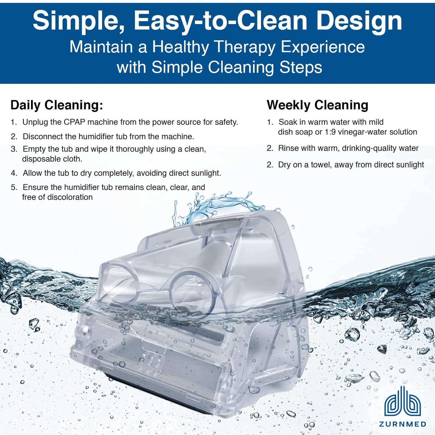 ZURNMED® Humidifier Water Chamber for AirSense 10 & AirCurve 10 (S10 Series Only) – Leak-Free BPA-Free Tank with 20 Replacement Filters – FSA/HSA Eligible