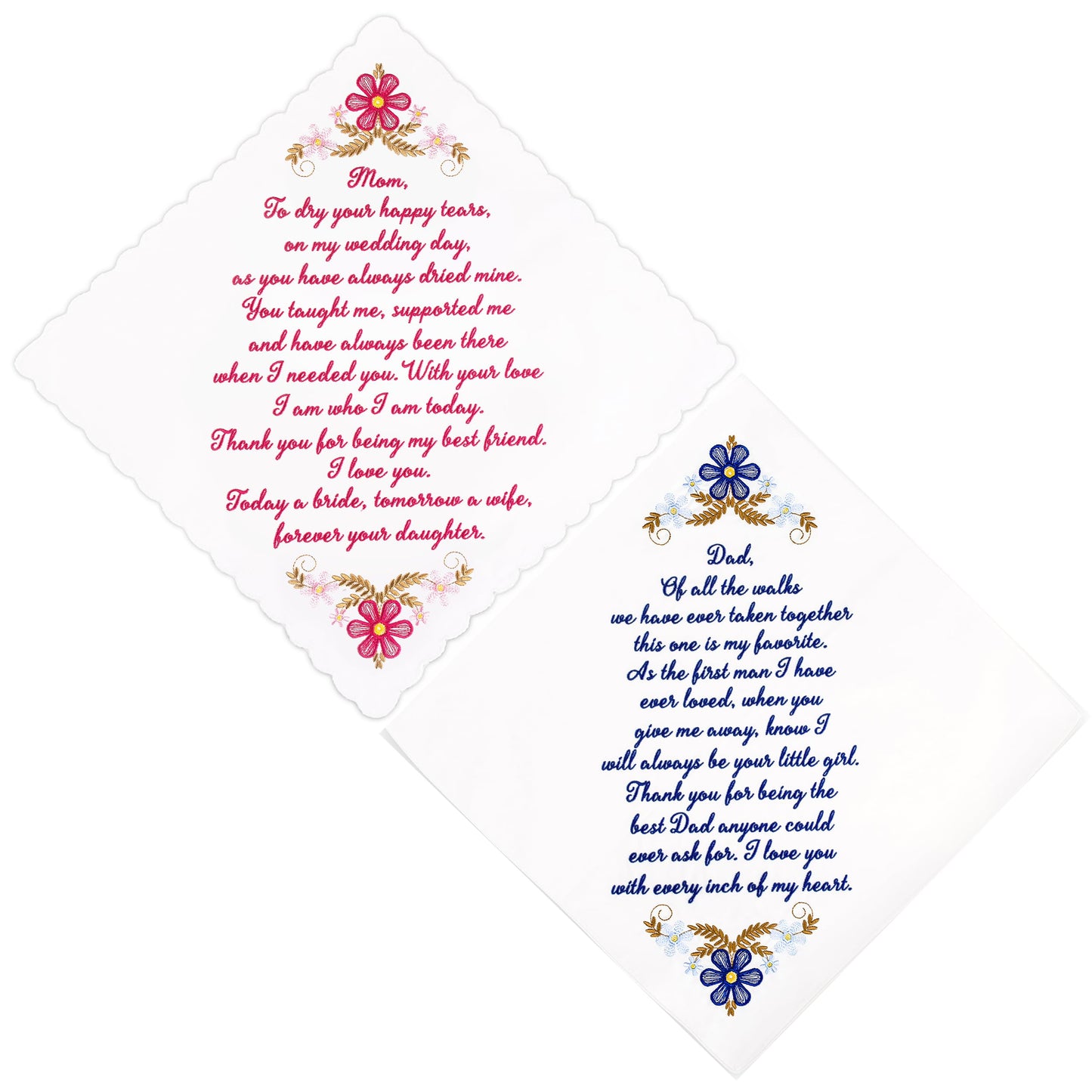 W&F GIFT Mother and Father of The Bride Gifts | Wedding Gift Handkerchief Set For Parents of The Bride from Daughter 2