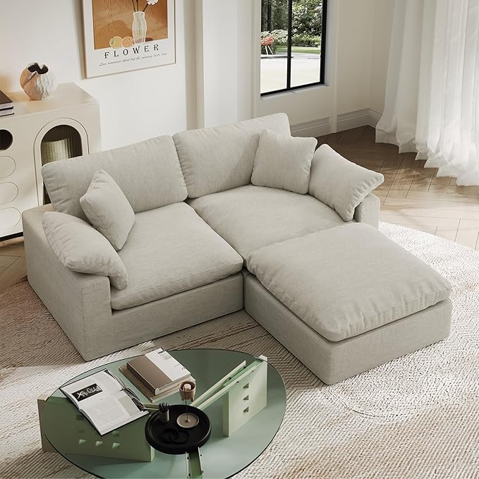Intuition Decor Cloud Modular Sectional Sofa,2 Seat Down Filled Sofa 78.6" Minimalist Sofa,Cover Washable and Replaceable Couches for Living Room,Sectional Sofa Deep Seat