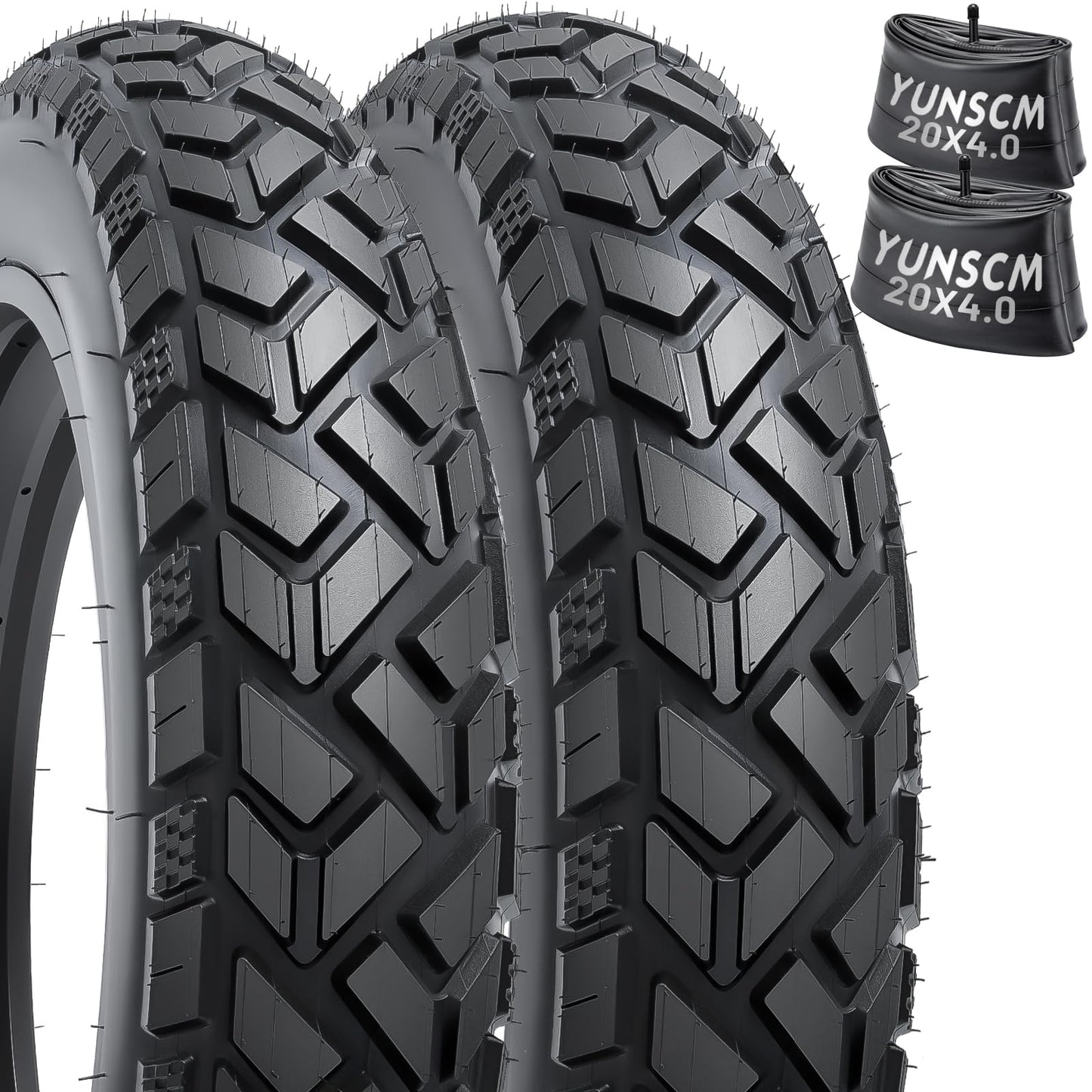 Heavy Duty 20x4 Fat E-Bike Tires, High-Performance 20x4.0/102-406 and Bike Tubes Compatible with 20 x 4 Electric Bike, MTB, Mountain, All-Terrain Directional Tread Bicycle Tires and Tubes-2 Pcs