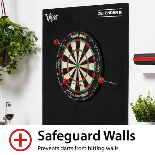 Viper Defender III Extended Length Dartboard Surround Wall Protector + Viper Chalk Scoreboard for Cricket and 01 Dart Games