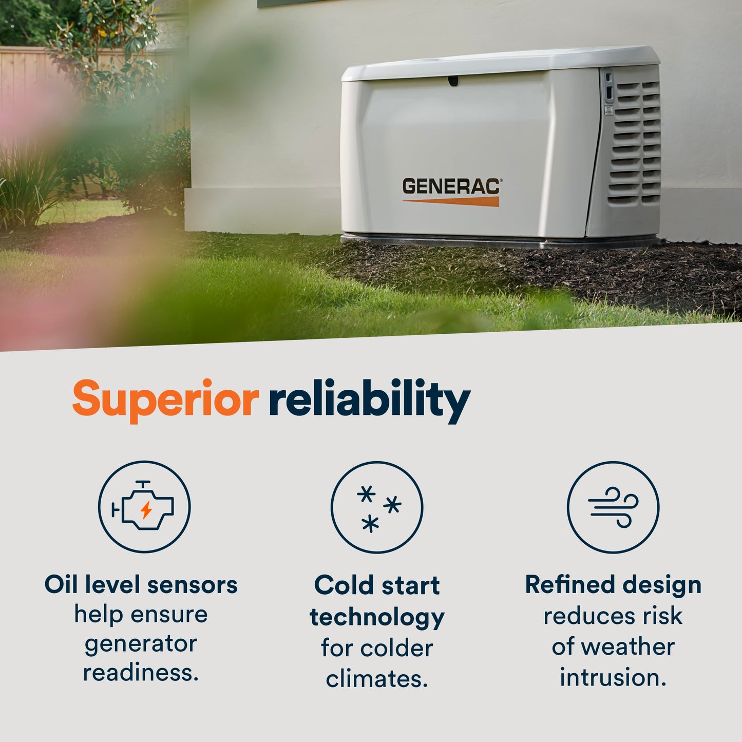 Generac 14kW Home Standby Generator for home use with 200 amp transfer switch, built-in cellular connectivity, whole house generator for power backup