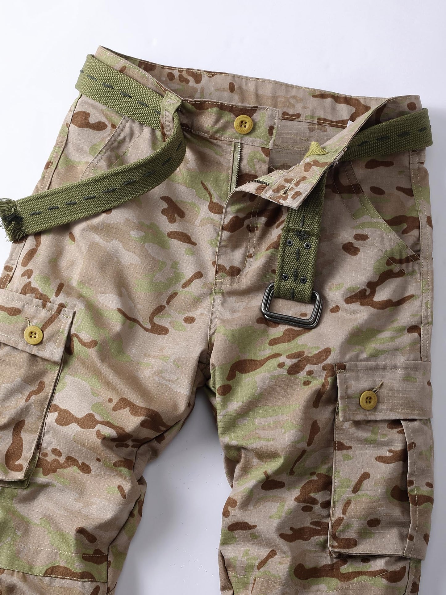 AKHIKING Men's Camo Cargo Work Pants Ripstop Lightweight Wild Army Military BDU Outdoor Trousers with 8 Pocktets (No Belt) 28