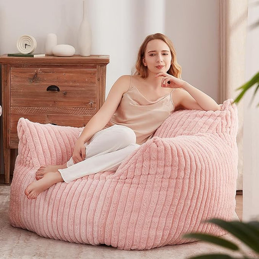 Achicsofar Giant Bean Bag Chairs for Adults Teens, Large Bean Bag Sofa Chairs with Filling Comfy Fuzzy BeanBag Chair with Armrests for Bedroom Living Room Reading