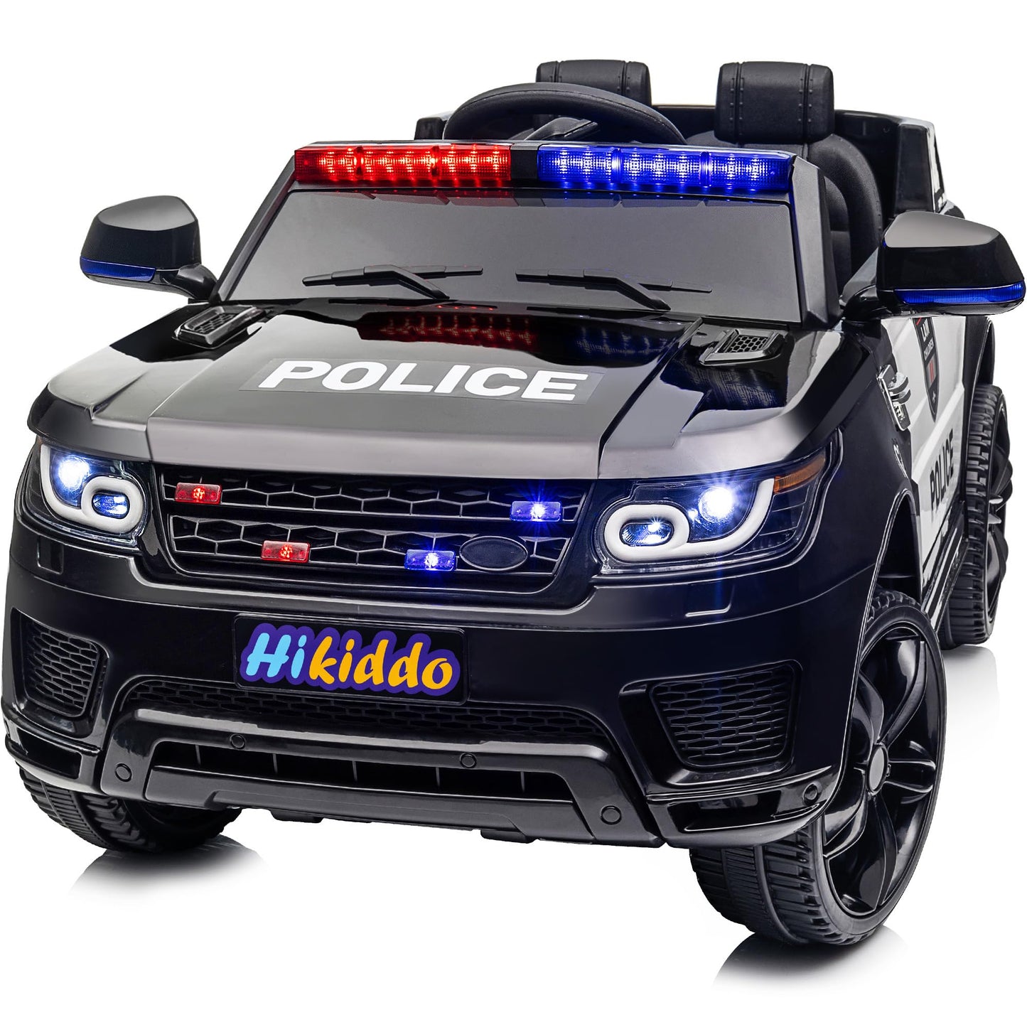 Hikiddo Electric Police Car for Kids, 24V Kids Ride-on Toy Car w/Remote Control, 400W Motor - Black