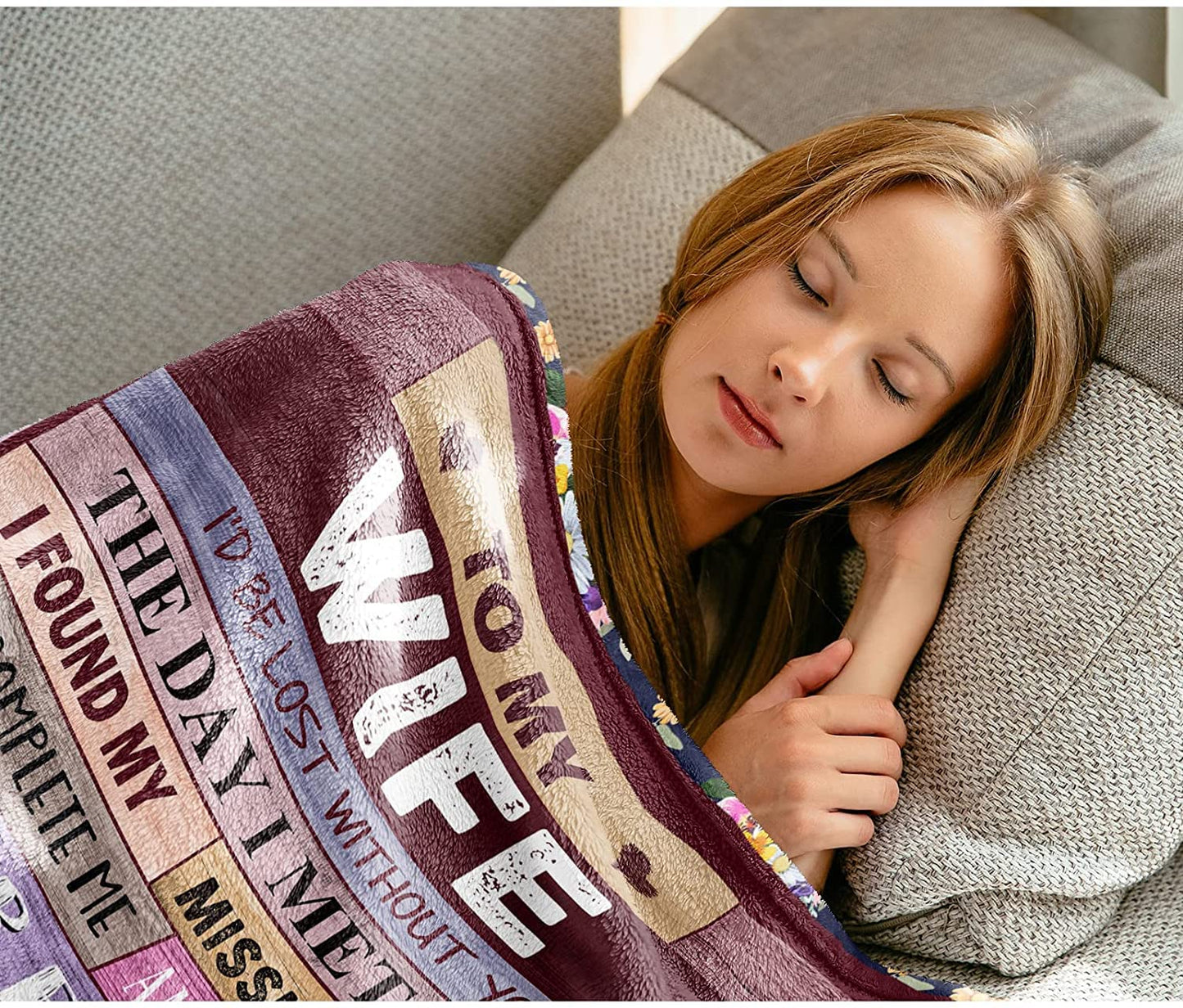 JTUOW Anniversary & Birthday Blanket for Her - Romantic 'I Love You' Gift for Wife, Women - Perfect for Valentine's, Mother's Day & Christmas (50x40in, Wife Gifts)