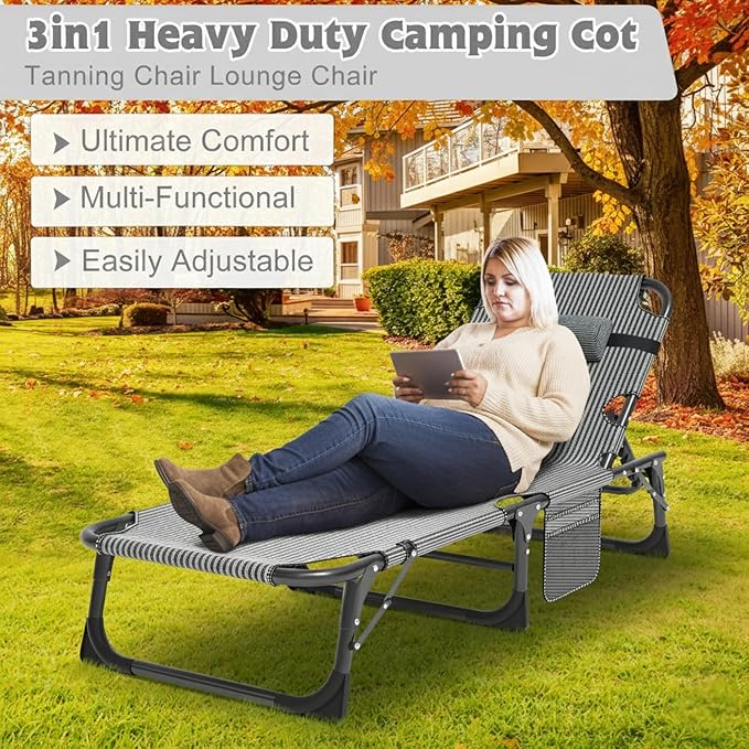 ABORON Camping Cot for Adult 28" Extra Wide, Heavy-Duty 1200D Oxford Cot for Sleeping, Portable Folding Camp Bed with Mat & Carry Bag