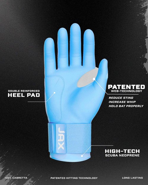 JAX Batting Gloves | Baby Blue | Strap Cuff