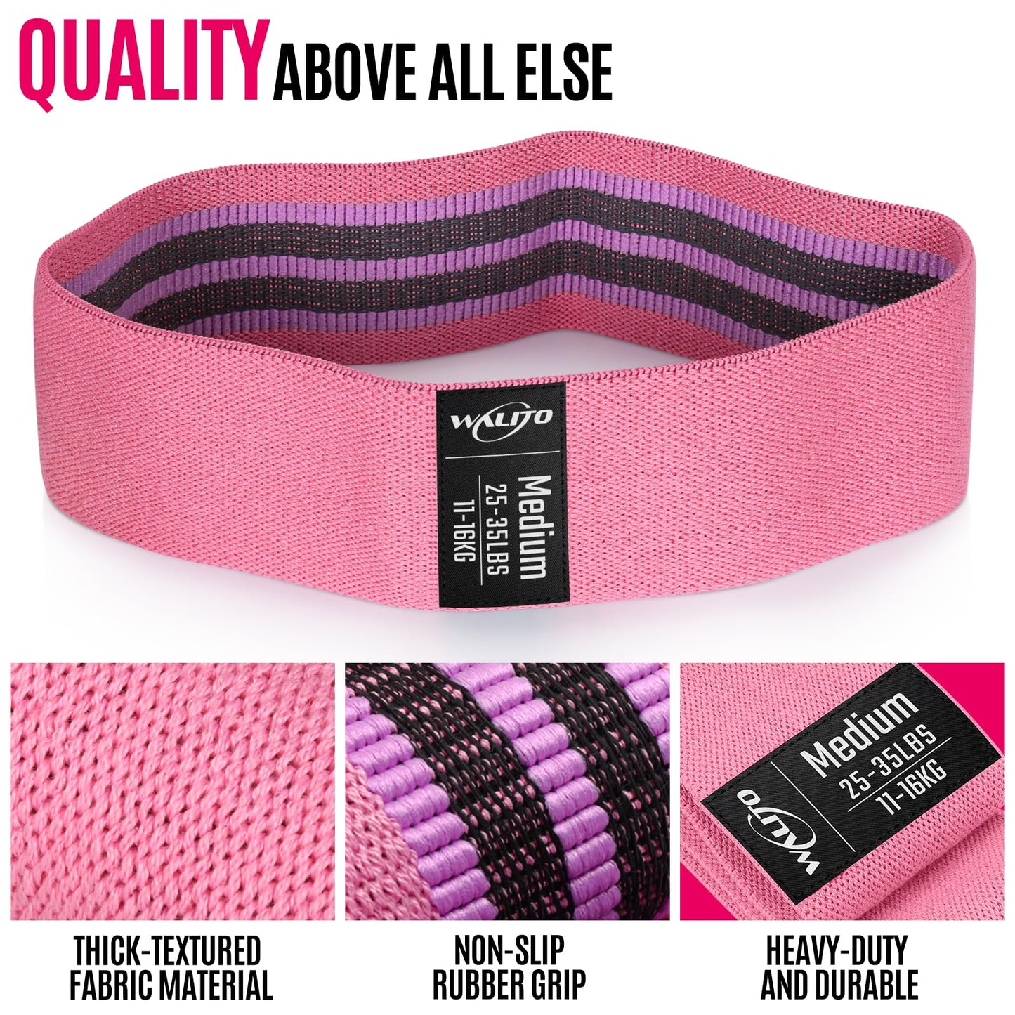 WALITO Resistance Bands for Legs and Butt, Fabric Exercise Loop Bands Yoga, Pilates, Rehab, Fitness and Home Workout, Strength Band for Booty