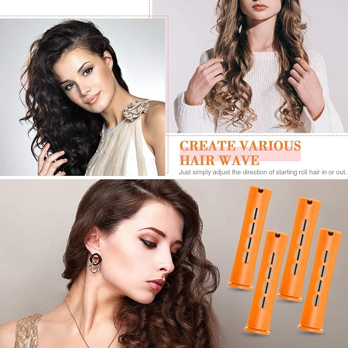 WILLBOND 36 Pieces Cold Wave Rod Hair Perm Rods Hair Rollers Perming Curlers with Steel Rat Tail Comb for Hairdressing Styling