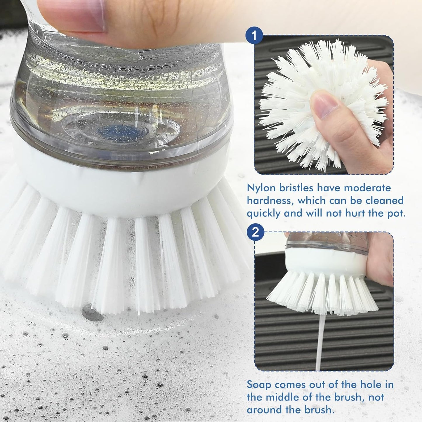 Palm Brush Refills for OXO Soap Dispensing Dish Brush - 6 Pack Cleaning Replacement Brush Head for OXO Palm Brush
