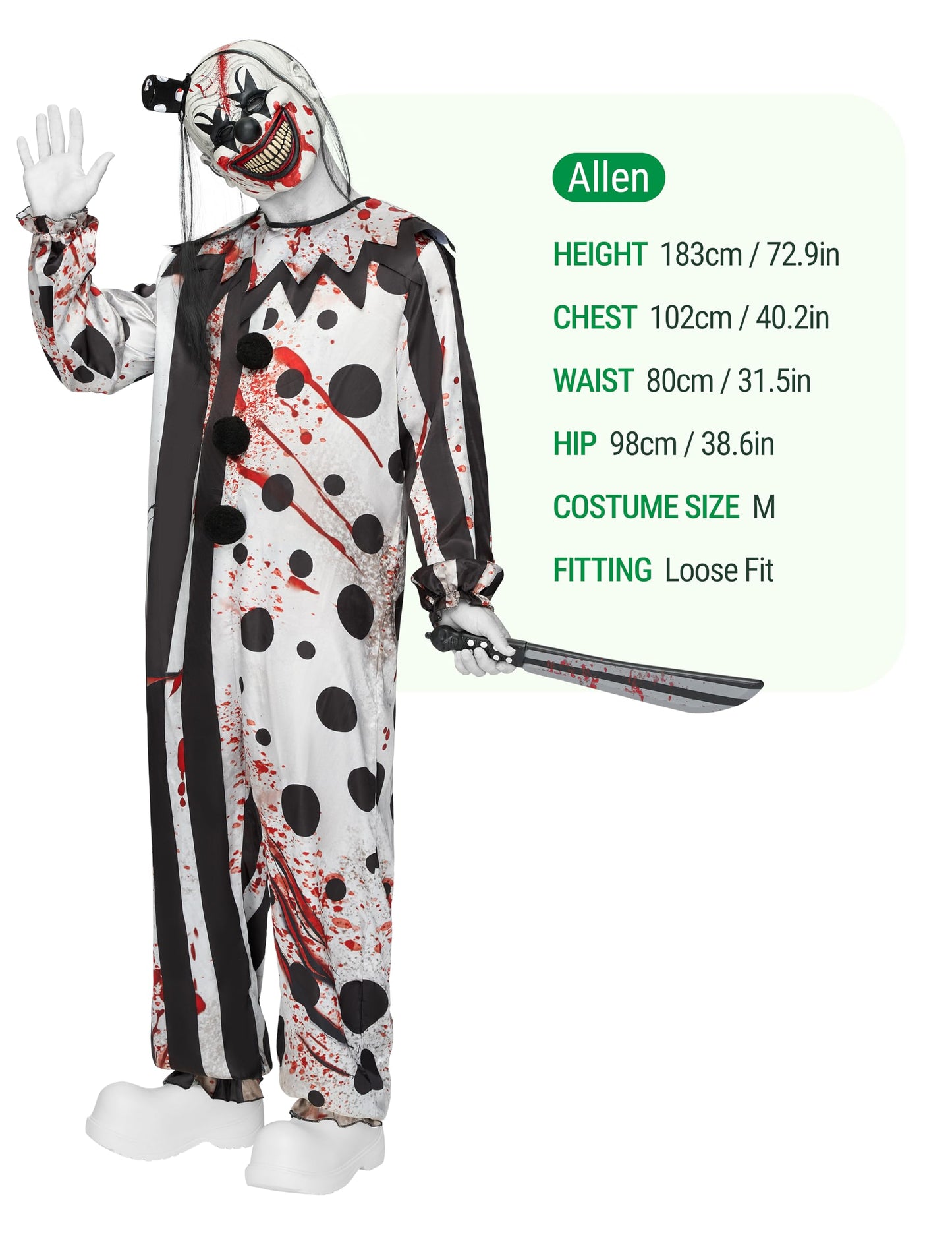 Spooktacular Creations Halloween Men Killer Clown Costume, Scary Clown Costume for Halloween Dress Up Cosplay Party, Cosplay Theme Party (Large)