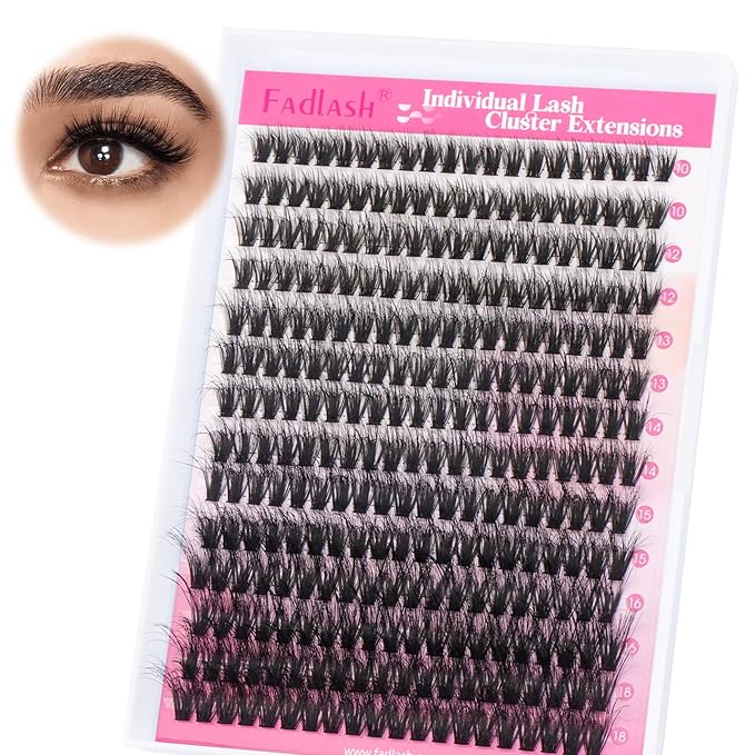 Lash Clusters 60D 300pcs 10-18mm Mixed Tray 3D Effect Fluffy Cluster Lashes D Curl Wispy Individual Lashes False Mink Eyelashes DIY Flat Lash Extension Individual Lashes Cluster (60D-0.07-D,10-18mm)
