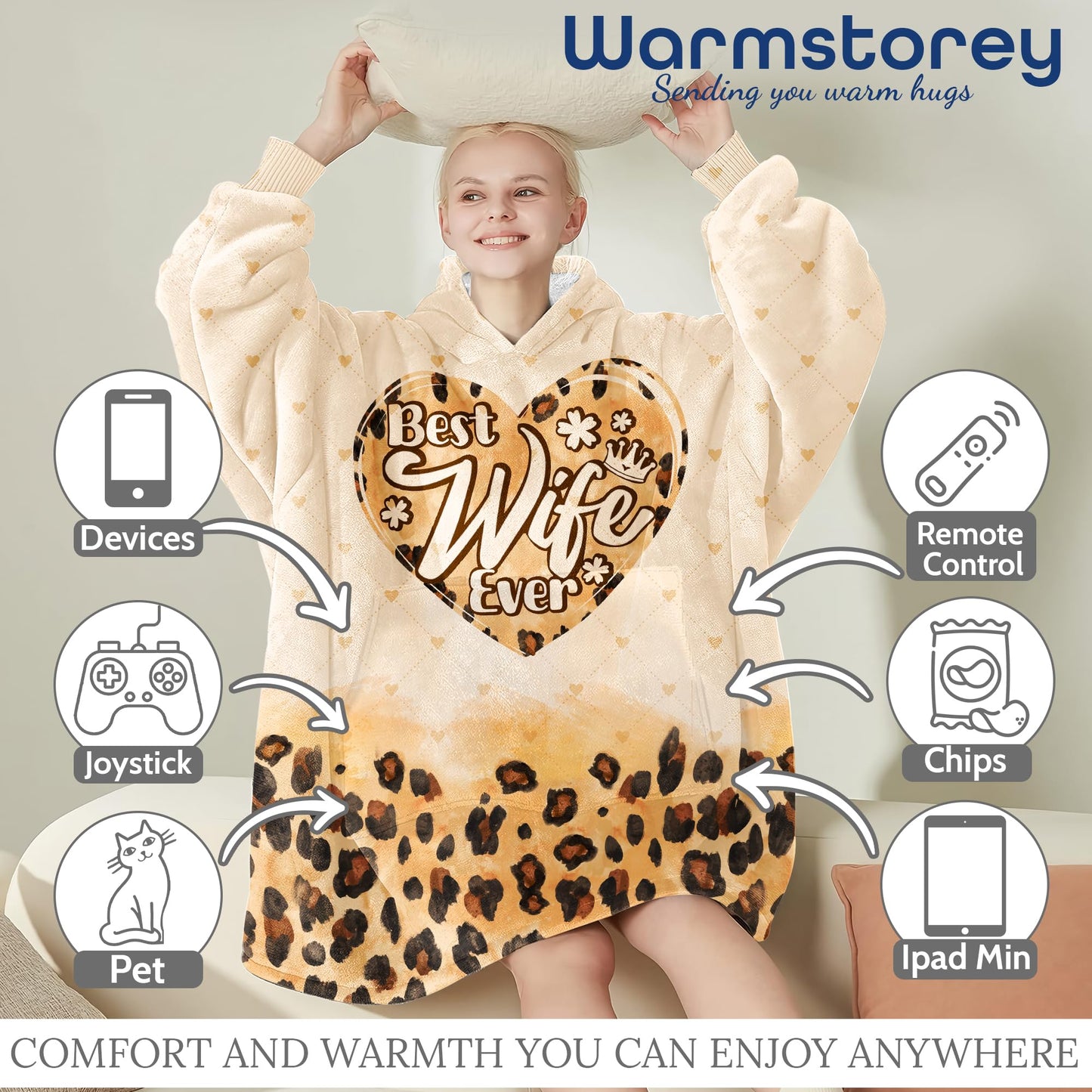 Warmstorey Wearable Blanket Hoodie for Wife Best Wife Ever Hoodie Blanket - I Am Not Spoiled Wife Hoodie My Husband Just Loves Me, Cozy Gift for Christmas, Anniversary, Birthday