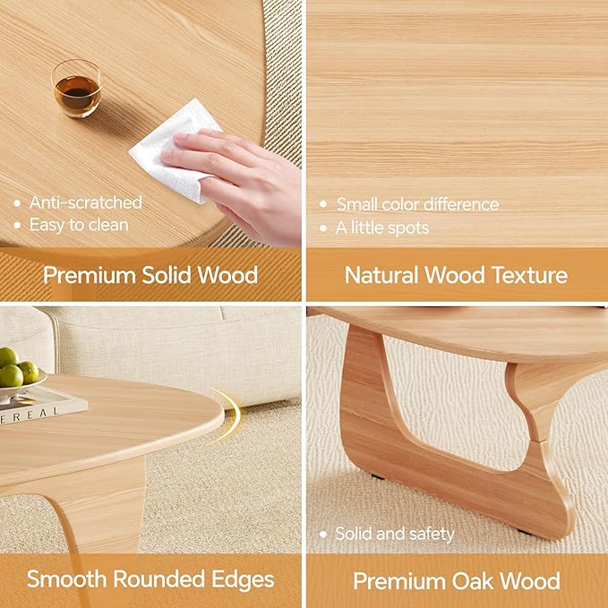 LUCKIIA Coffee Tables Wood Small Farmhouse Coffee Table Mid-Century Modern Wood Center Table for Living Room, Original, 35 Inch