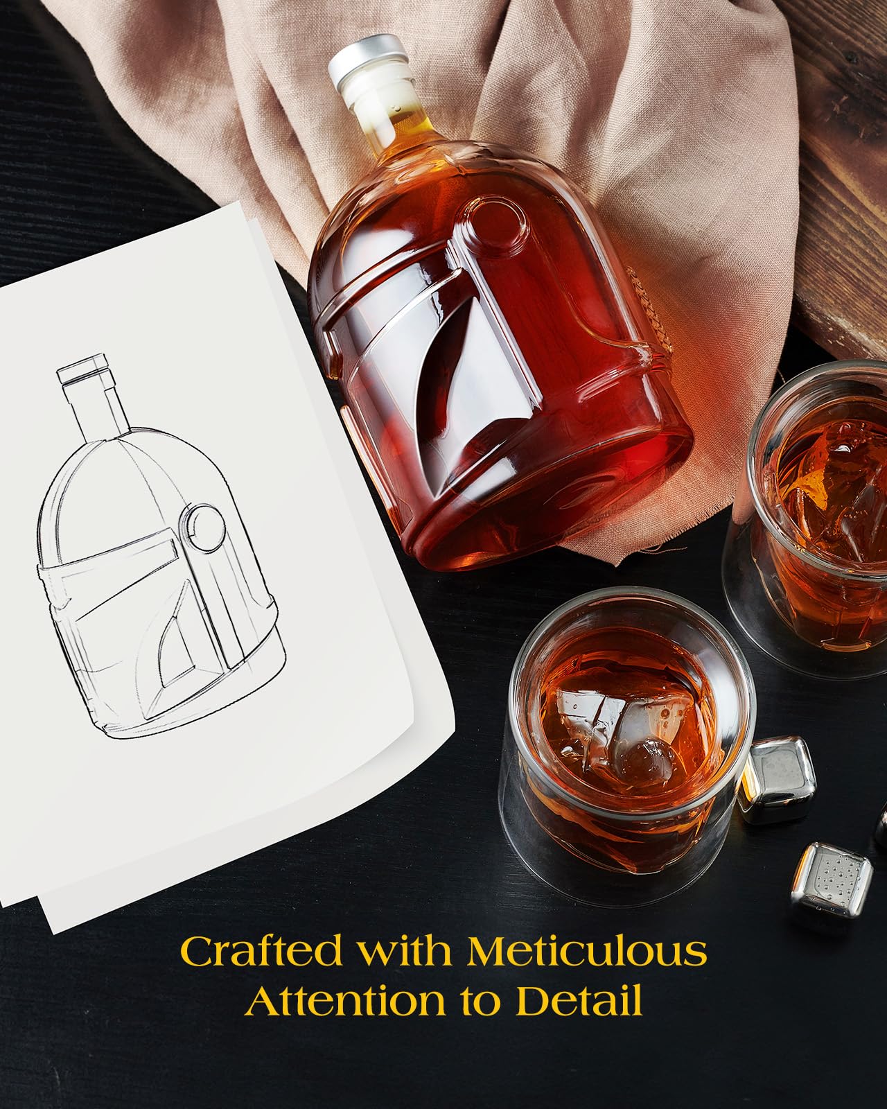 Galaxy Whiskey Decanter Sets with 2 Glasses for Men Dad, Unique Gift for fathers day, Husband, Boyfriend, Brother, Anniversary Memorial Day Birthday Gift Ideas, Cool Drinking Accessories for Home Bar