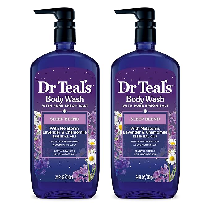 Dr Teal's Sleep Blend Body Wash with Pure Epsom Salt, Melatonin & Essential Oil Blend, 24 fl oz (Pack of 2)