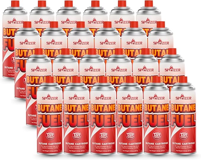 Spozer Butane Refill Canisters 227g (8oz) Premium Butane Fuel for Camping Stoves & Kitchen Torches – Portable Gas Canister...