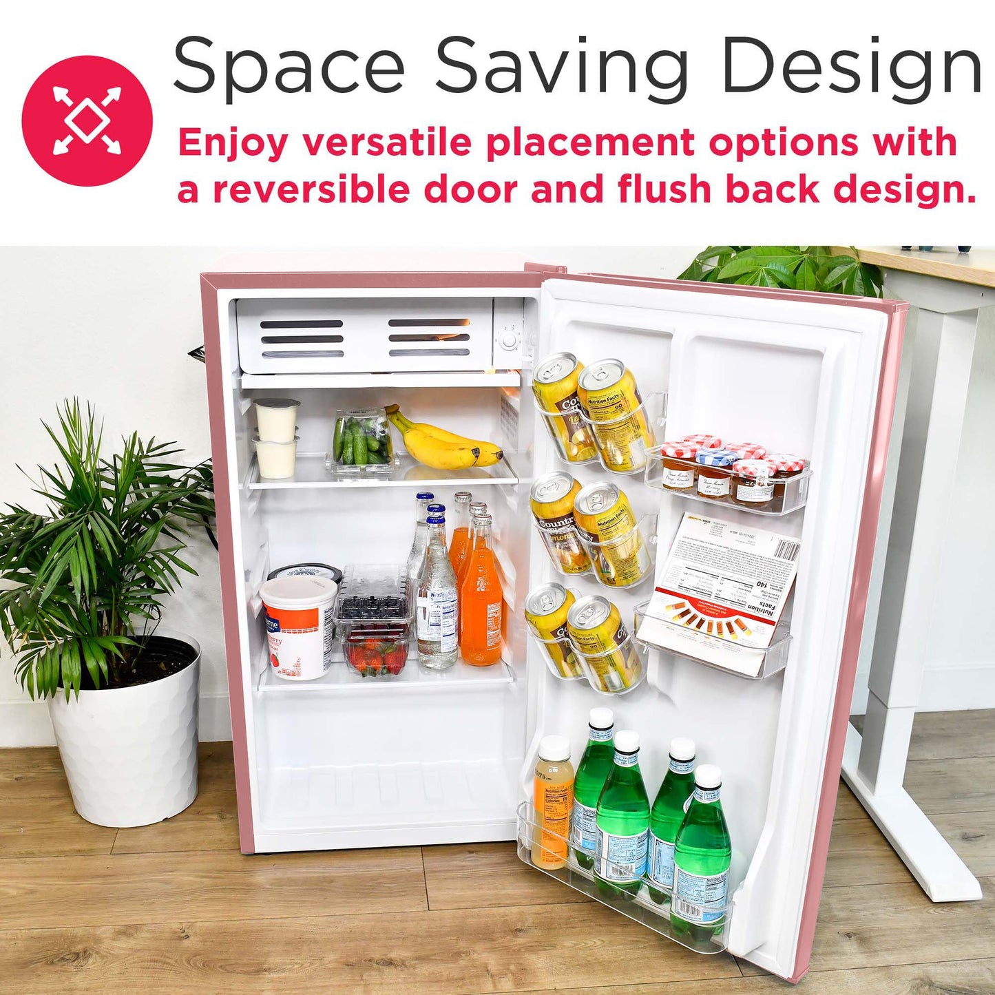 Frigidaire EFR376 Retro Bar Fridge Refrigerator with Side Bottle Opener, 3.2 cu. Ft, Pink/Coral