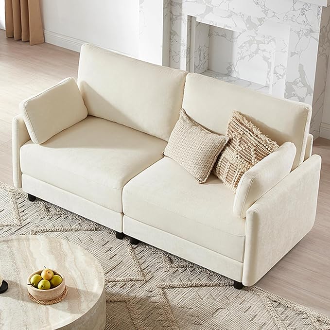 CHITA Modular Sectional Loveseat Sofa, Modern Cloud Couch for Living Room and Apartment, 2 Seat Extra Comfty Sofa, Removable Cover, Easy Assembly for Small Spaces, 73.6 Inch Width, Cream