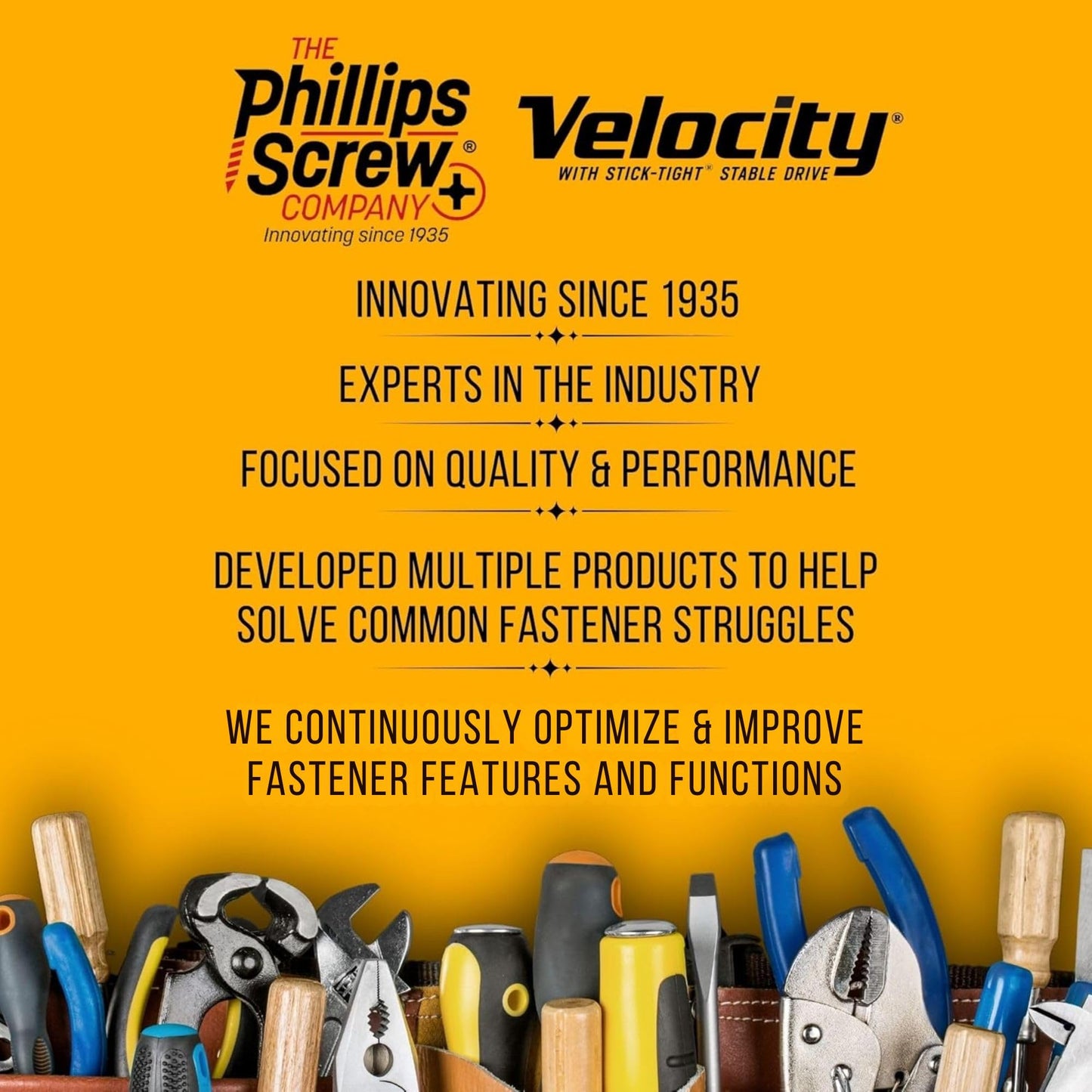 Velocity Interior 2 Inch Wood Screws DIY Pack (Size #8, 75 Pcs) – Zinc and Yellow Coating, Stick-Tight Technology, Screw for Wood Working with PSD ACR Driver Bit