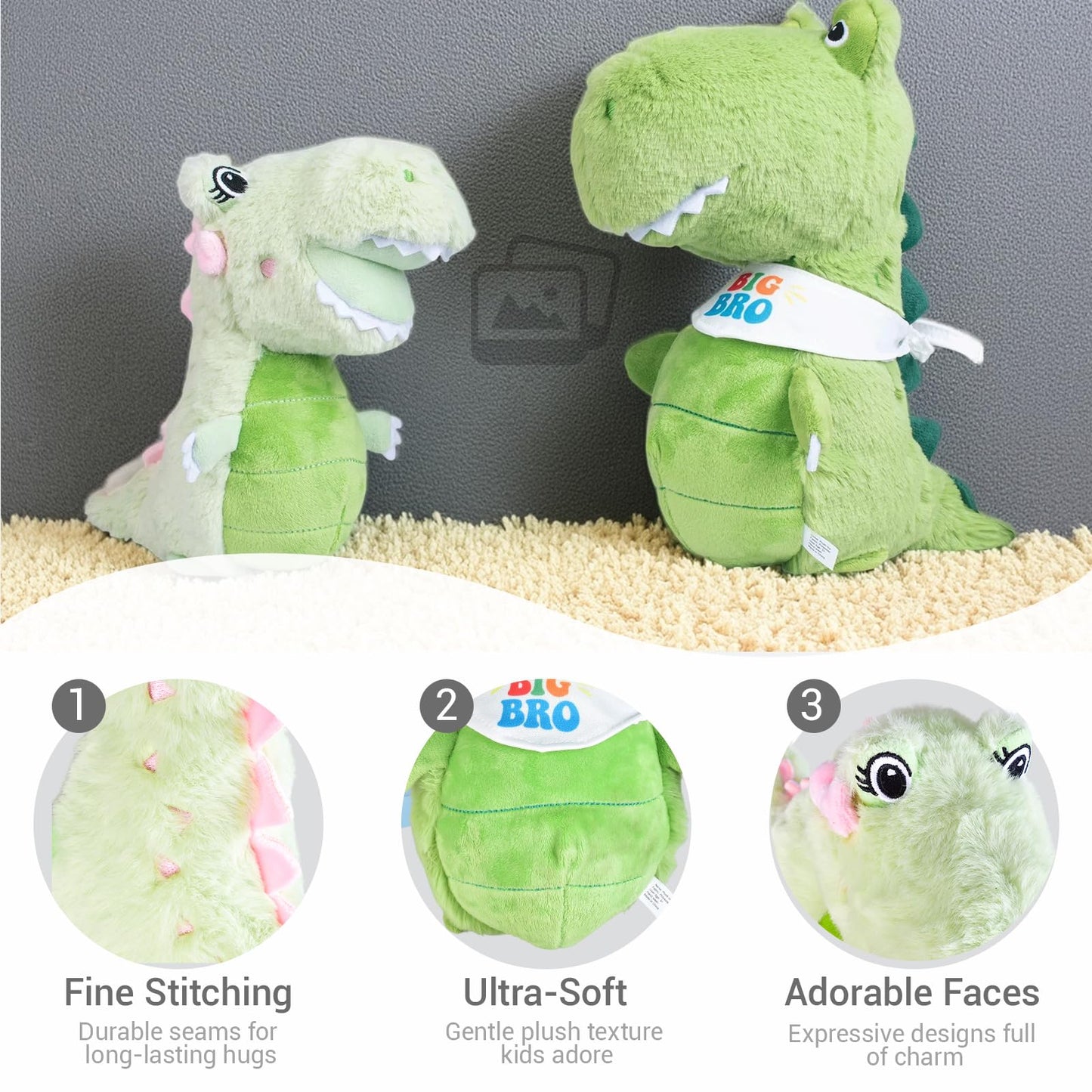 JAJOAGIA Big Brother Gift for Boy for Older Siblings of New Baby Includes Plush Dinosaur with Storybook, Ideal Birthday & Special Occasion Gift for Boys (Big Brother/Little Brother)