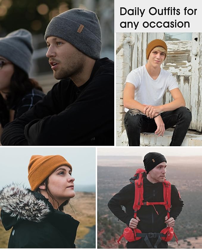 FURTALK Beanie for Men Women Cuffed Thick Knitted Unisex Winter Hat Beanies Skull Cap