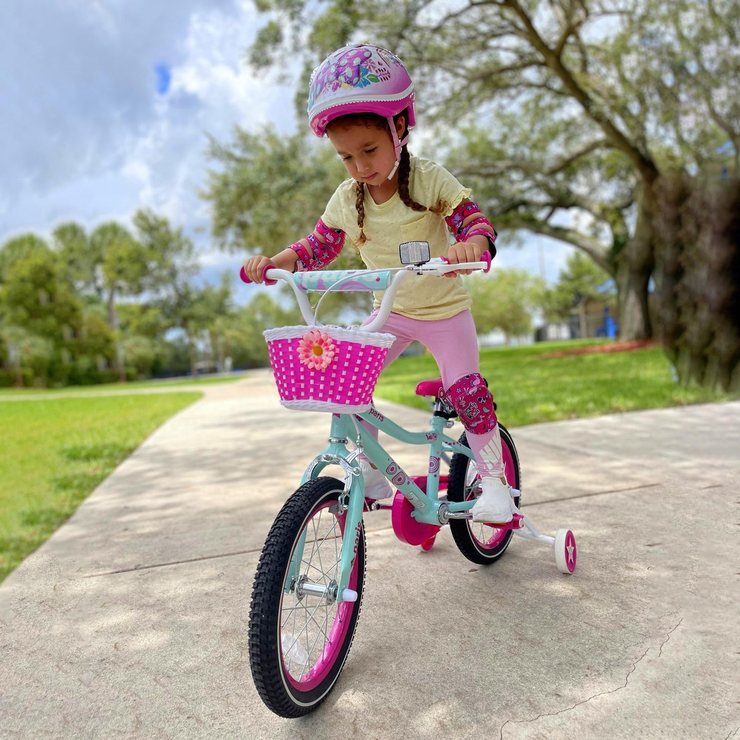 JOYSTAR 16 Inch Girls Bike with Training Wheels for 4-7 Years Old Kids Birthday Gift Children Bicycle with Training Wheels and Hand Brake Kids' Bicycles Blue
