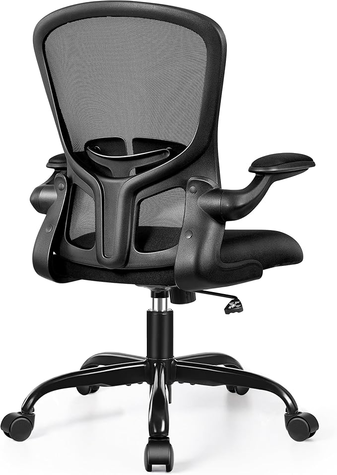 FelixKing Office Desk Chairs, Ergonomic PC Desk Chair with Wheels, Adjustable Lumbar Support and Height, Swivel Computer Chair with Flip-up Armrests, Ergo Mesh Backrest for Working (Black, Pack of 6)