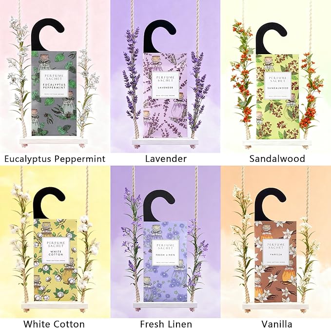 ROSE COTTAGE Large 12 Packs Hawaiian Plumeria Hanging Closet Air Freshener Scented Sachets Long Lasting Smell Goods