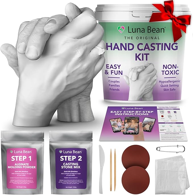 Luna Bean Hand Casting Kit – The Original Hand Mold Kit for Couples – Valentines Day Gifts for Her and Him - Anniversary E...
