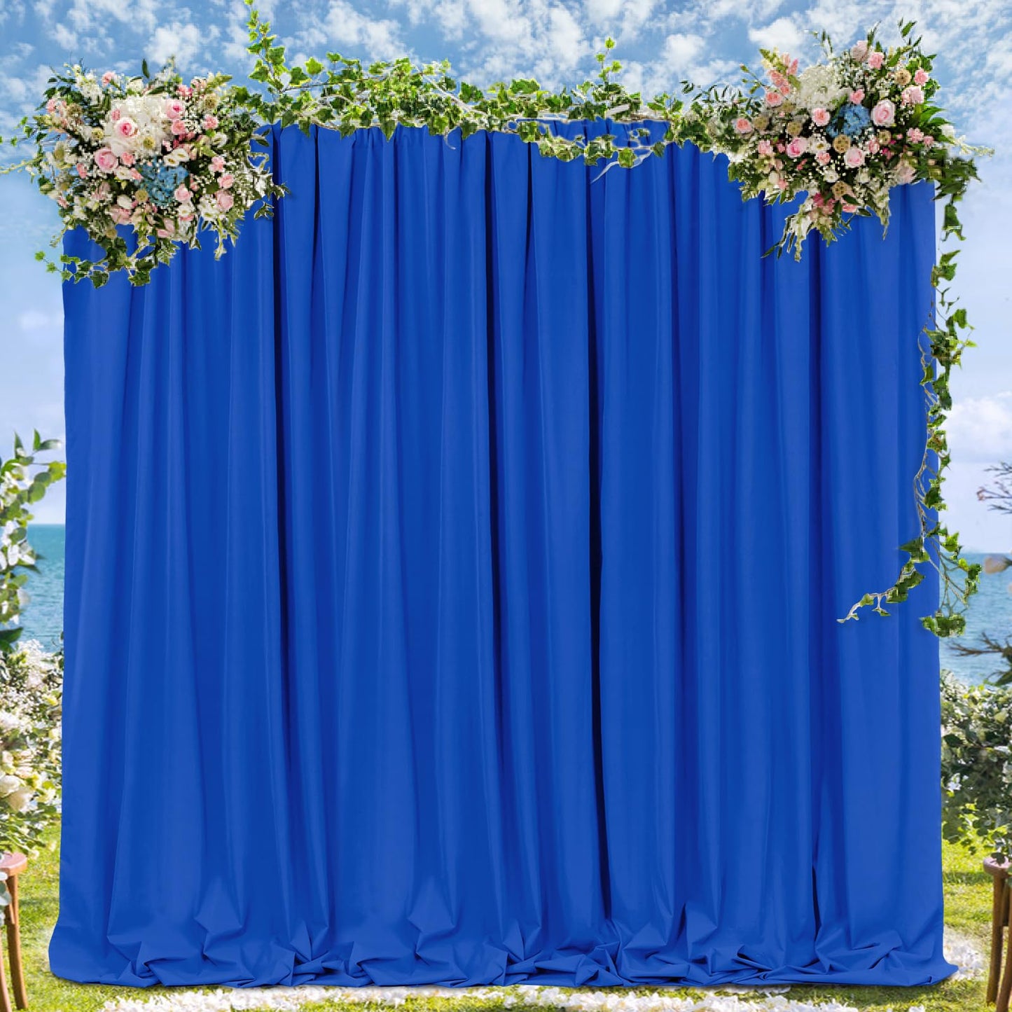 Backdrop Curtains Royal Blue 10ft x 10ft Polyester Photography Backdrop Drapes for Baby Shower Party Birthday Backdrop Decorations