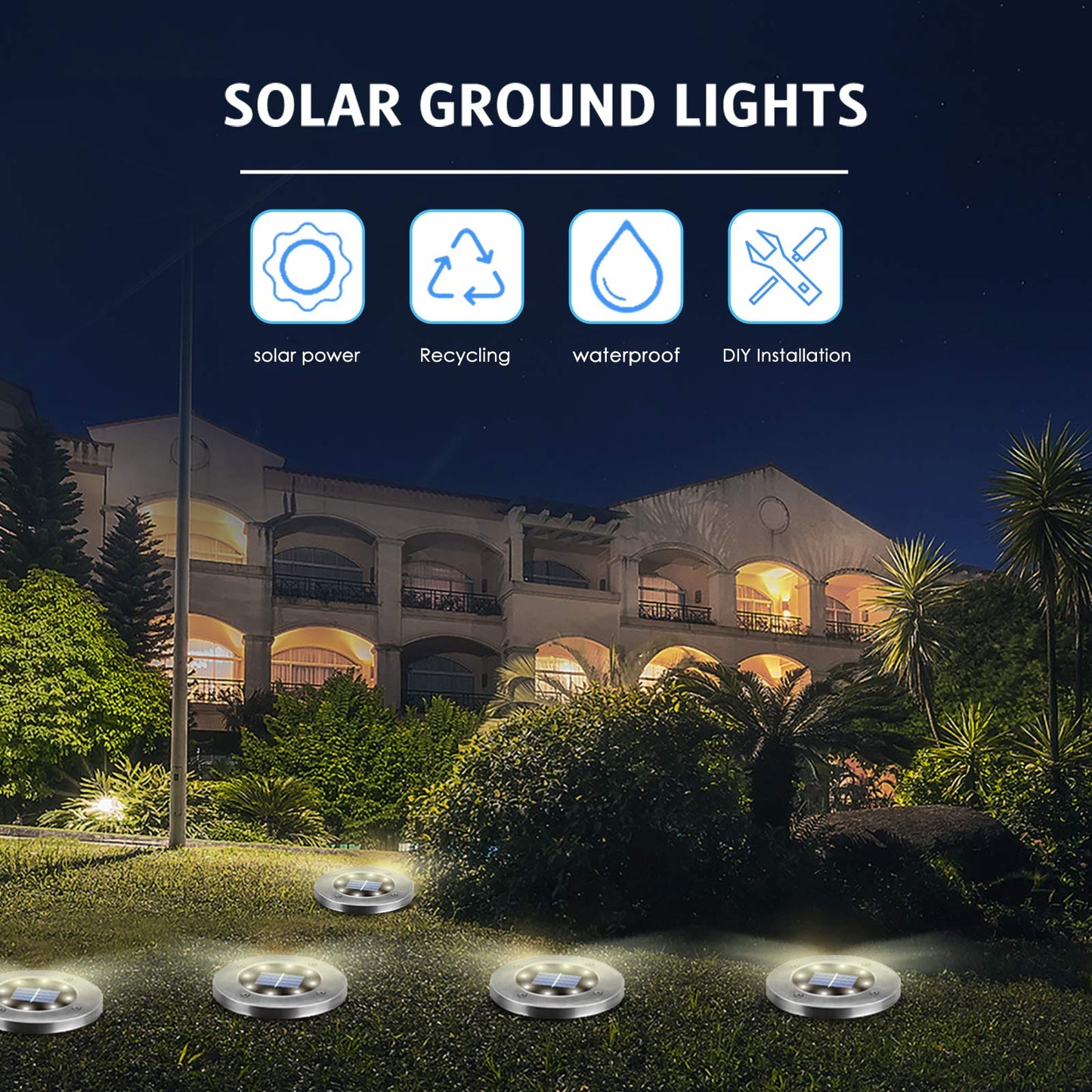 Solar Lights Outdoor 12 Pack, Solar Garden Outdoor Waterproof Pathway Lights Bright In-Ground Light Outdoor Lighting Decor for Lawn, Patio, Yard, Driveway, Step and Walkway White Light